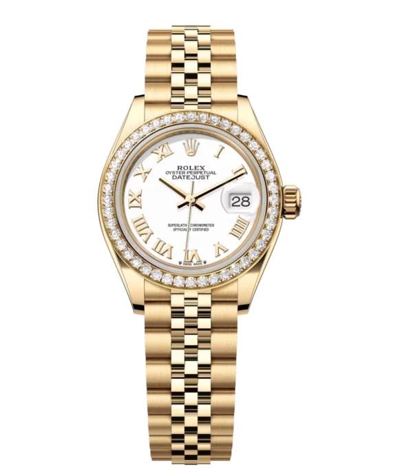 Rolex Lady-Datejust 28 Oyster Perpetual 18 ct yellow gold white dial Jubilee band Reference 279138RBR
