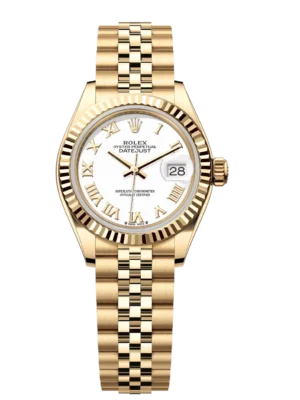 Rolex Lady-Datejust 28 Oyster Perpetual 18 ct yellow gold white dial Jubilee band Reference 279178