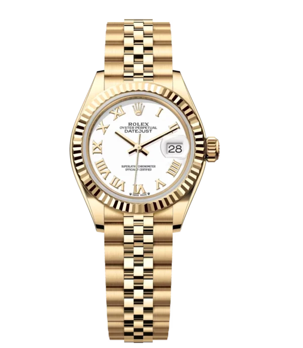 Rolex Lady-Datejust 28 Oyster Perpetual 18 ct yellow gold white dial Jubilee band Reference 279178