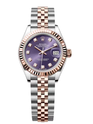 Rolex Lady-Datejust 28 Oyster Perpetual Oystersteel and Everose gold aubergine, diamond-set dial Jubilee band Reference 279171