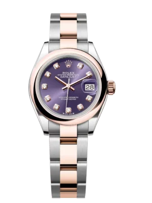 Rolex Lady-Datejust 28 Oyster Perpetual Oystersteel and Everose gold aubergine, diamond-set dial Oyster band Reference 279161