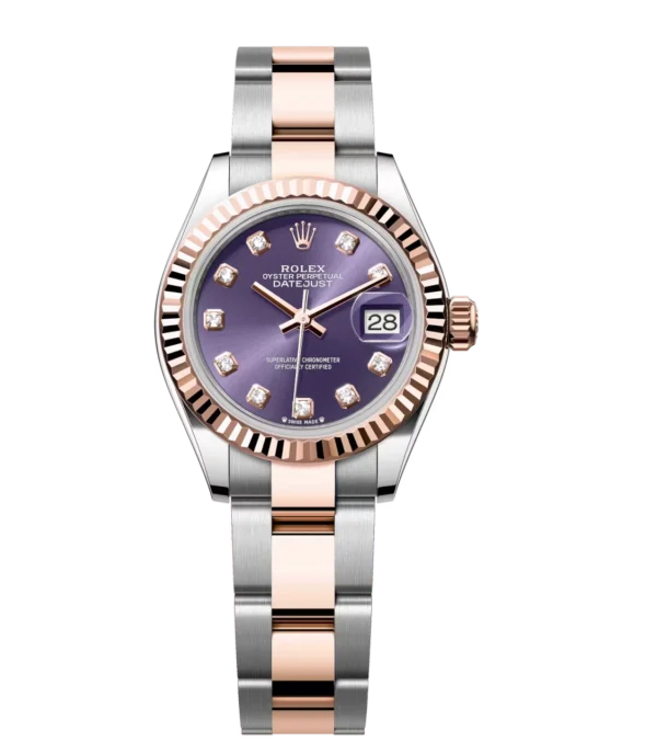 Rolex Lady-Datejust 28 Oyster Perpetual Oystersteel and Everose gold aubergine, diamond-set dial Oyster band Reference 279171