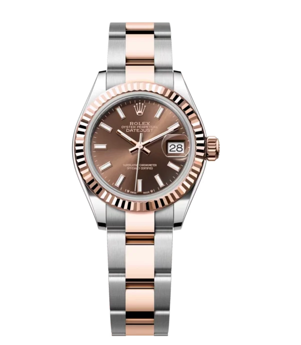Rolex Lady-Datejust 28 Oyster Perpetual Oystersteel and Everose gold chocolate dial Oyster band Reference 279171