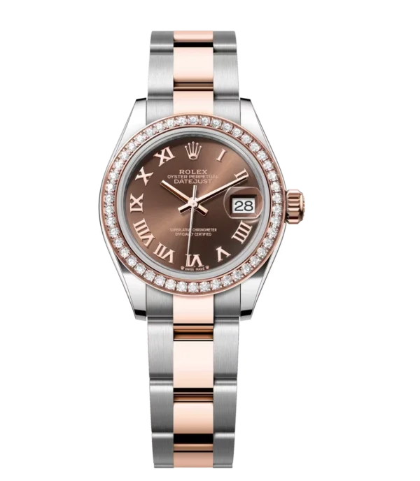Rolex Lady-Datejust 28 Oyster Perpetual Oystersteel and Everose gold chocolate dial Oyster band Reference 279381RBR