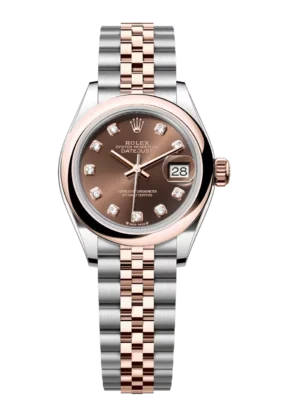 Rolex Lady-Datejust 28 Oyster Perpetual Oystersteel and Everose gold chocolate, diamond-set dial Jubilee band Reference 279161