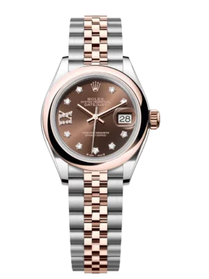 Rolex Lady-Datejust 28 Oyster Perpetual Oystersteel and Everose gold chocolate, diamond-set dial Jubilee band Reference 279161