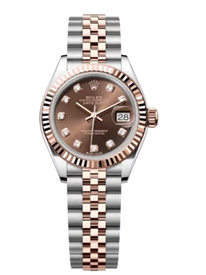 Rolex Lady-Datejust 28 Oyster Perpetual Oystersteel and Everose gold chocolate, diamond-set dial Jubilee band Reference 279171