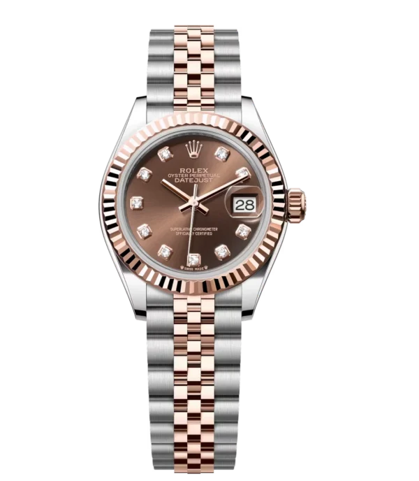 Rolex Lady-Datejust 28 Oyster Perpetual Oystersteel and Everose gold chocolate, diamond-set dial Jubilee band Reference 279171