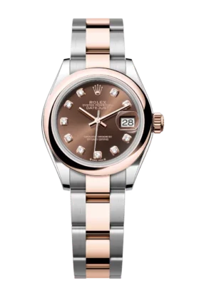 Rolex Lady-Datejust 28 Oyster Perpetual Oystersteel and Everose gold chocolate, diamond-set dial Oyster band Reference 279161