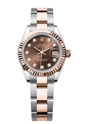 Rolex Lady-Datejust 28 Oyster Perpetual Oystersteel and Everose gold chocolate, diamond-set dial Oyster band Reference 279171