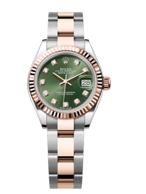Rolex Lady-Datejust 28 Oyster Perpetual Oystersteel and Everose gold olive-green, diamond-set dial Oyster band Reference 279171