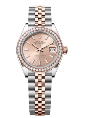 Rolex Lady-Datejust 28 Oyster Perpetual Oystersteel and Everose gold rosé-colour dial Jubilee band Reference 279381RBR