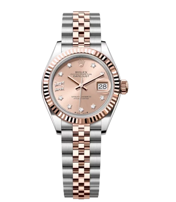 Rolex Lady-Datejust 28 Oyster Perpetual Oystersteel and Everose gold rosé colour, diamond-set dial Jubilee band Reference 279171