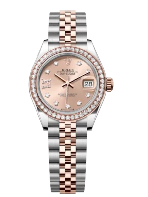 Rolex Lady-Datejust 28 Oyster Perpetual Oystersteel and Everose gold rosé colour, diamond-set dial Jubilee band Reference 279381RBR