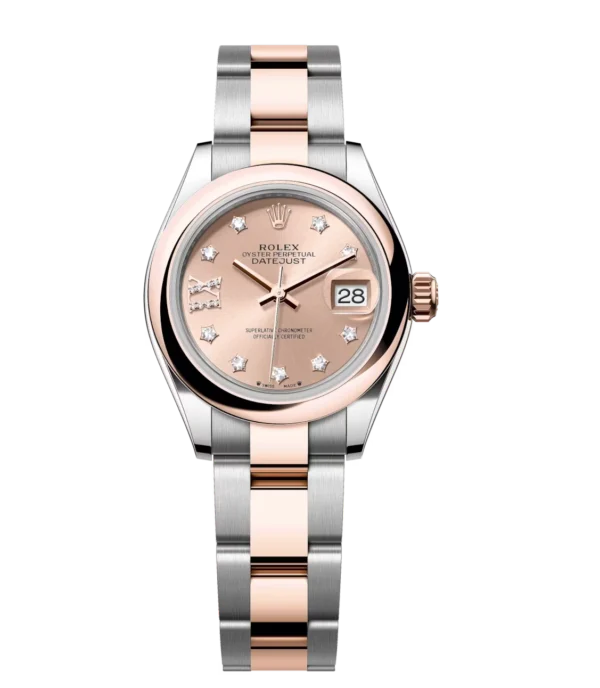Rolex Lady-Datejust 28 Oyster Perpetual Oystersteel and Everose gold rosé colour, diamond-set dial Oyster band Reference 279161