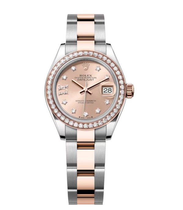 Rolex Lady-Datejust 28 Oyster Perpetual Oystersteel and Everose gold rosé colour, diamond-set dial Oyster band Reference 279381RBR