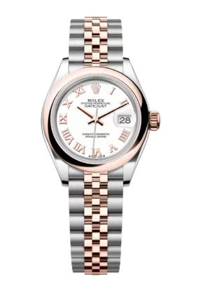 Rolex Lady-Datejust 28 Oyster Perpetual Oystersteel and Everose gold white dial Jubilee band Reference 279161