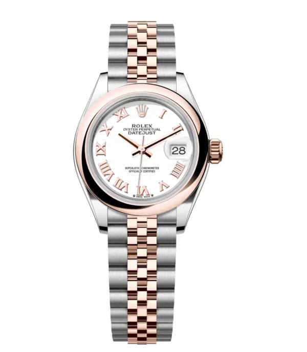 Rolex Lady-Datejust 28 Oyster Perpetual Oystersteel and Everose gold white dial Jubilee band Reference 279161