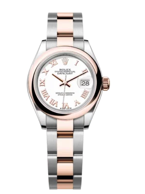 Rolex Lady-Datejust 28 Oyster Perpetual Oystersteel and Everose gold white dial Oyster band Reference 279161