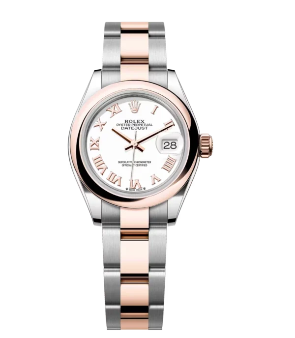 Rolex Lady-Datejust 28 Oyster Perpetual Oystersteel and Everose gold white dial Oyster band Reference 279161