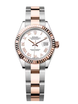 Rolex Lady-Datejust 28 Oyster Perpetual Oystersteel and Everose gold white dial Oyster band Reference 279171