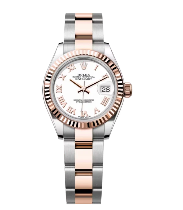 Rolex Lady-Datejust 28 Oyster Perpetual Oystersteel and Everose gold white dial Oyster band Reference 279171