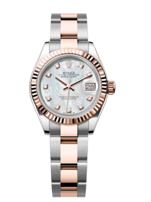 Rolex Lady-Datejust 28 Oyster Perpetual Oystersteel and Everose gold white mother-of-pearl, diamond-set dial Oyster band Reference 279171