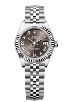 Rolex Lady-Datejust 28 Oyster Perpetual Oystersteel and white gold dark grey dial Jubilee band Reference 279174