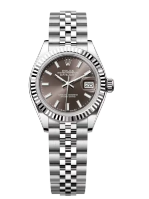 Rolex Lady-Datejust 28 Oyster Perpetual Oystersteel and white gold dark grey dial Jubilee band Reference 279174