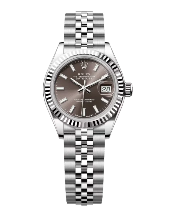 Rolex Lady-Datejust 28 Oyster Perpetual Oystersteel and white gold dark grey dial Jubilee band Reference 279174