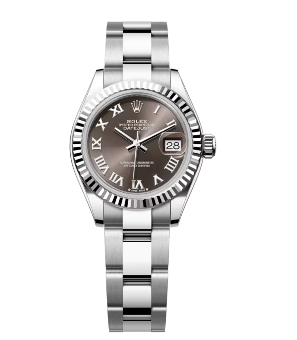 Rolex Lady-Datejust 28 Oyster Perpetual Oystersteel and white gold dark grey dial Oyster band Reference 279174