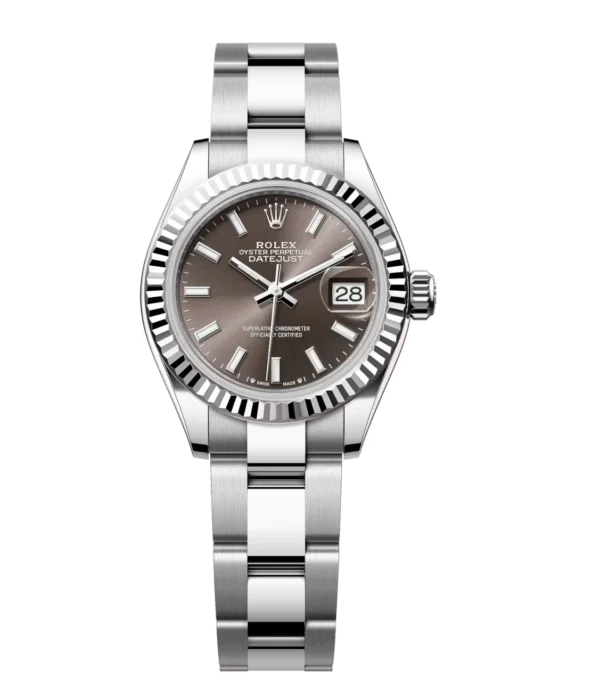Rolex Lady-Datejust 28 Oyster Perpetual Oystersteel and white gold dark grey dial Oyster band Reference 279174