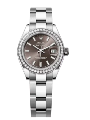 Rolex Lady-Datejust 28 Oyster Perpetual Oystersteel and white gold dark grey dial Oyster band Reference 279384RBR