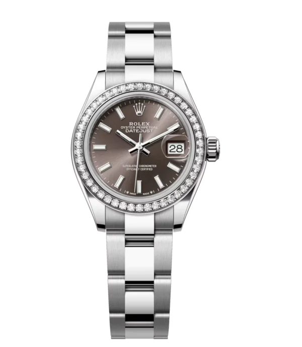 Rolex Lady-Datejust 28 Oyster Perpetual Oystersteel and white gold dark grey dial Oyster band Reference 279384RBR