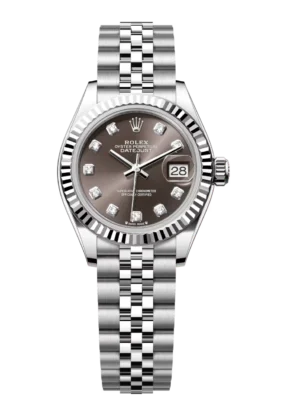 Rolex Lady-Datejust 28 Oyster Perpetual Oystersteel and white gold dark grey, diamond-set dial Jubilee band Reference 279174