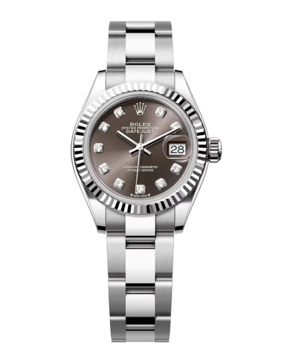 Rolex Lady-Datejust 28 Oyster Perpetual Oystersteel and white gold dark grey, diamond-set dial Oyster band Reference 279174