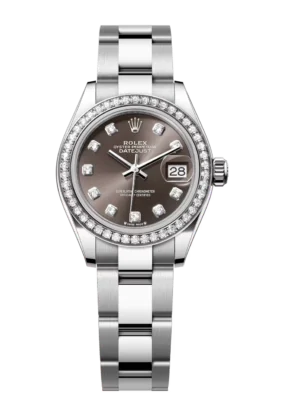 Rolex Lady-Datejust 28 Oyster Perpetual Oystersteel and white gold dark grey, diamond-set dial Oyster band Reference 279384RBR