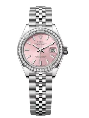 Rolex Lady-Datejust 28 Oyster Perpetual Oystersteel and white gold pink dial Jubilee band Reference 279384RBR