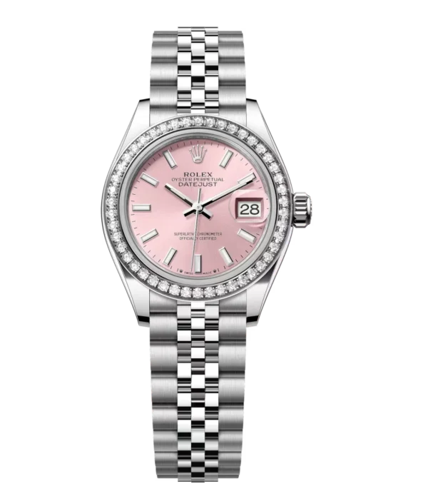 Rolex Lady-Datejust 28 Oyster Perpetual Oystersteel and white gold pink dial Jubilee band Reference 279384RBR
