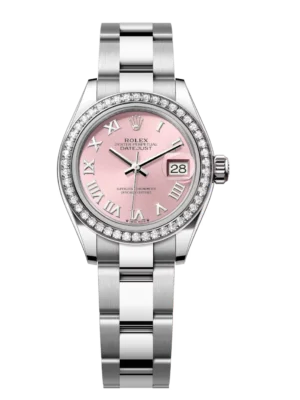 Rolex Lady-Datejust 28 Oyster Perpetual Oystersteel and white gold pink dial Oyster band Reference 279384RBR