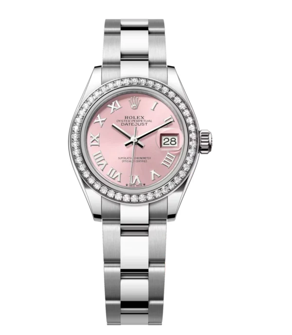 Rolex Lady-Datejust 28 Oyster Perpetual Oystersteel and white gold pink dial Oyster band Reference 279384RBR