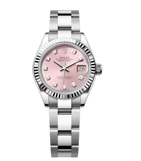 Rolex Lady-Datejust 28 Oyster Perpetual Oystersteel and white gold pink, diamond-set dial Oyster band Reference 279174