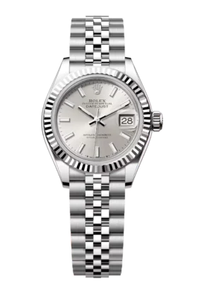Rolex Lady-Datejust 28 Oyster Perpetual Oystersteel and white gold silver dial Jubilee band Reference 279174