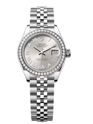 Rolex Lady-Datejust 28 Oyster Perpetual Oystersteel and white gold silver dial Jubilee band Reference 279384RBR