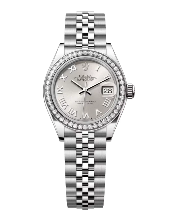 Rolex Lady-Datejust 28 Oyster Perpetual Oystersteel and white gold silver dial Jubilee band Reference 279384RBR