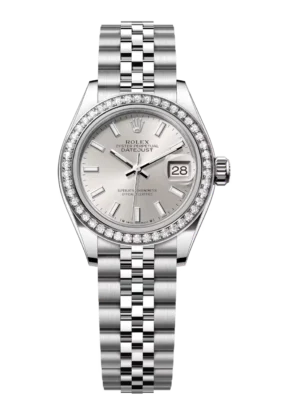 Rolex Lady-Datejust 28 Oyster Perpetual Oystersteel and white gold silver dial Jubilee band Reference 279384RBR