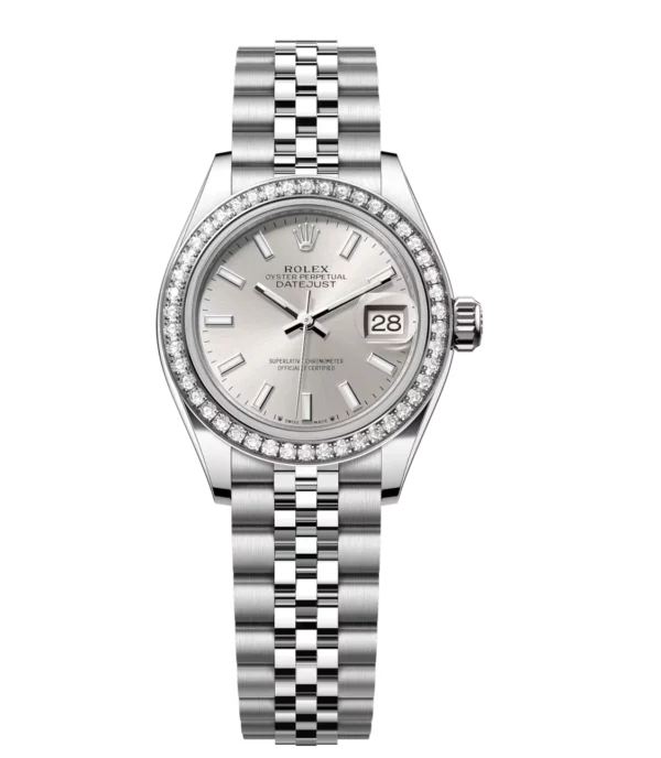Rolex Lady-Datejust 28 Oyster Perpetual Oystersteel and white gold silver dial Jubilee band Reference 279384RBR