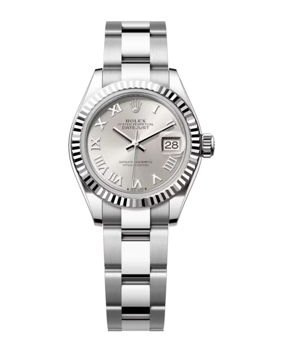 Rolex Lady-Datejust 28 Oyster Perpetual Oystersteel and white gold silver dial Oyster band Reference 279174