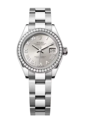 Rolex Lady-Datejust 28 Oyster Perpetual Oystersteel and white gold silver dial Oyster band Reference 279384RBR