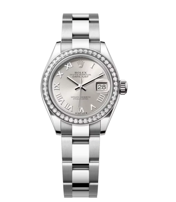 Rolex Lady-Datejust 28 Oyster Perpetual Oystersteel and white gold silver dial Oyster band Reference 279384RBR